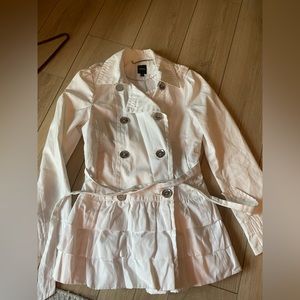 Express spring coat ruffles white size medium